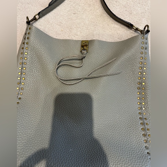 Rebecca Minkoff Designer Leather Grey Purse Beautiful Shoulder Bag with Studs - Picture 3 of 10